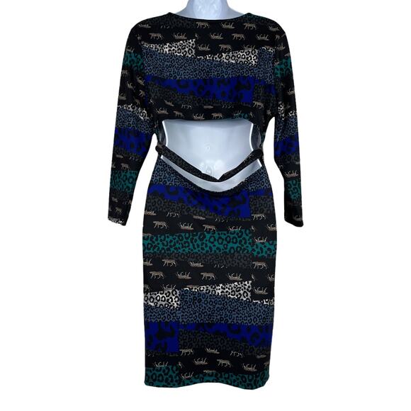 Victoria Secret Bodycon Animal Cheetah Print Little Black Dress Size Large - Picture 6 of 11